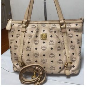 Authentic MCM Beige with Strap Tote Bag